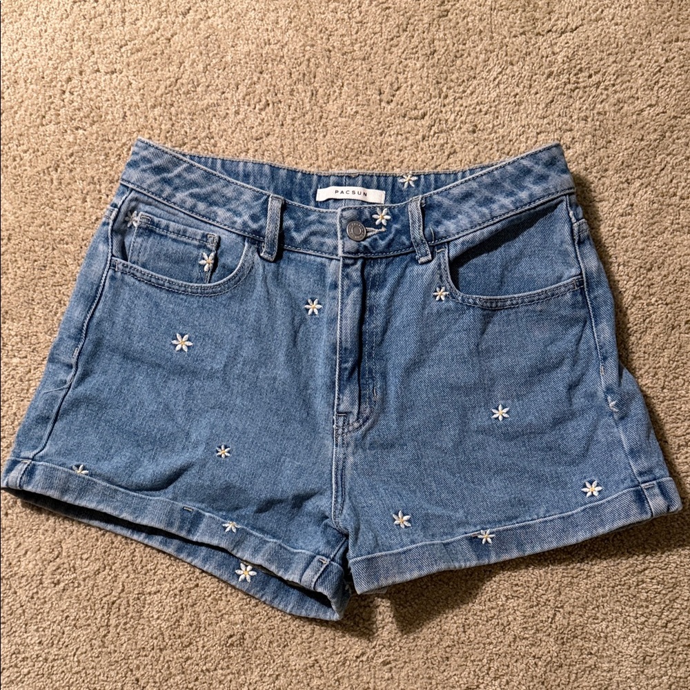 PacSun Flowery Blue Jean Shorts